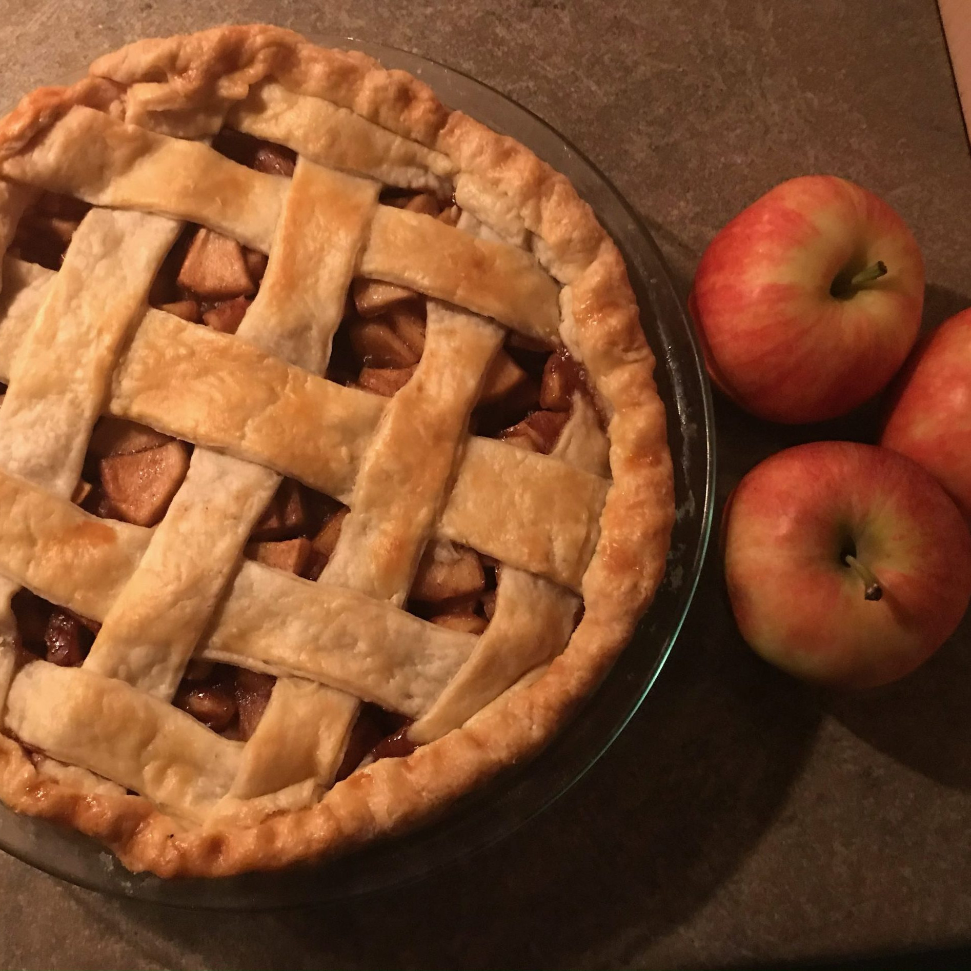 Apple pie with golden lattice crust