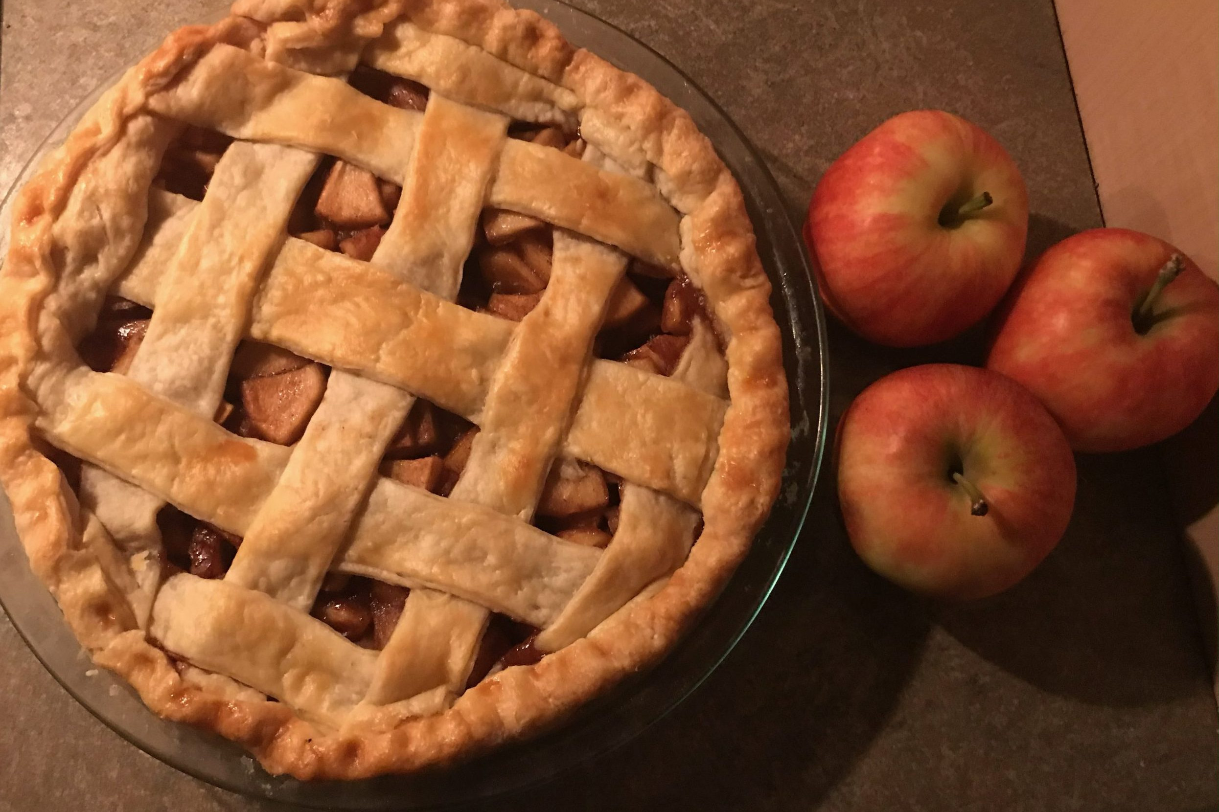 Apple pie with golden lattice crust