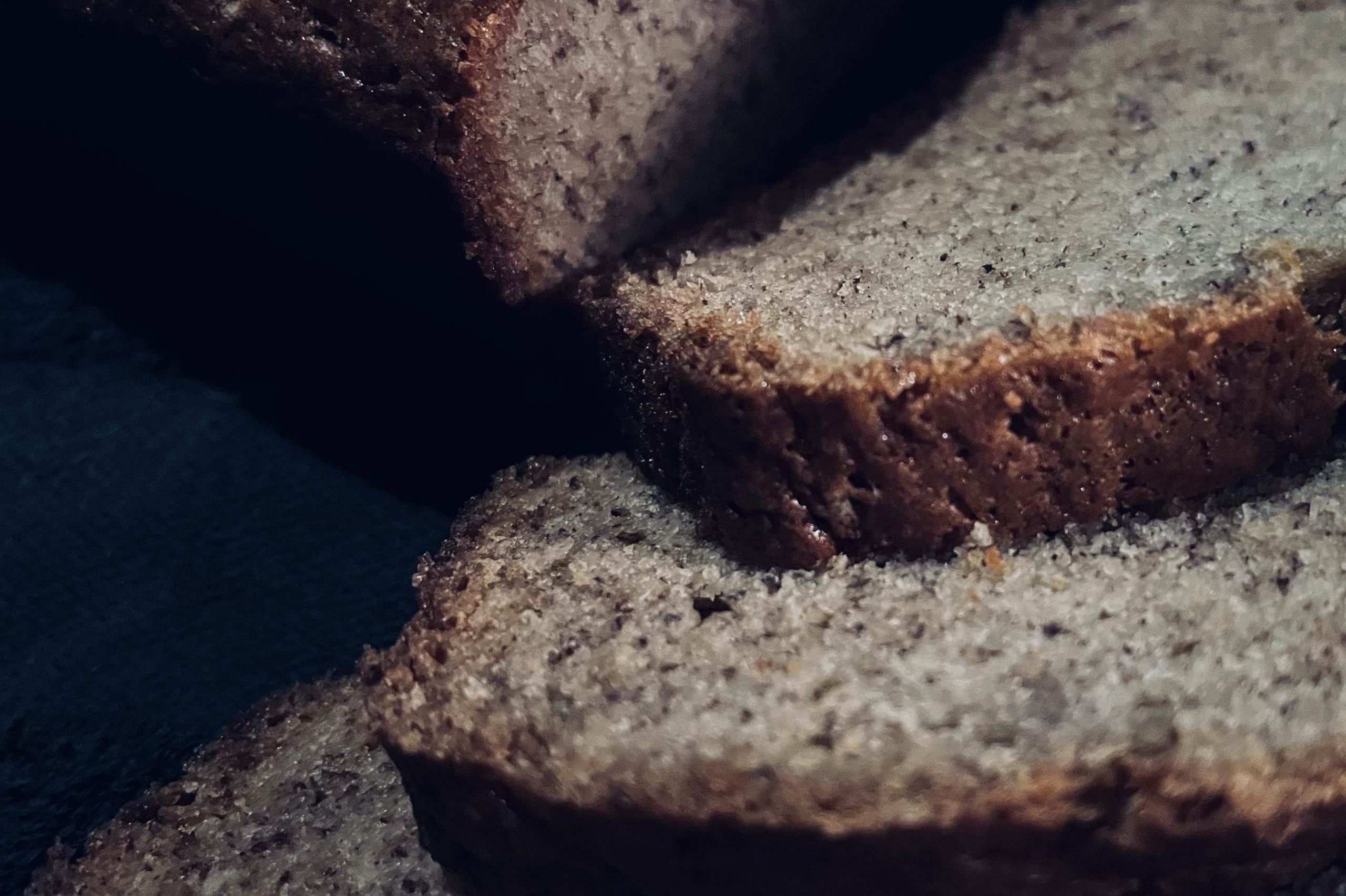 close up of banana bread with moist texture