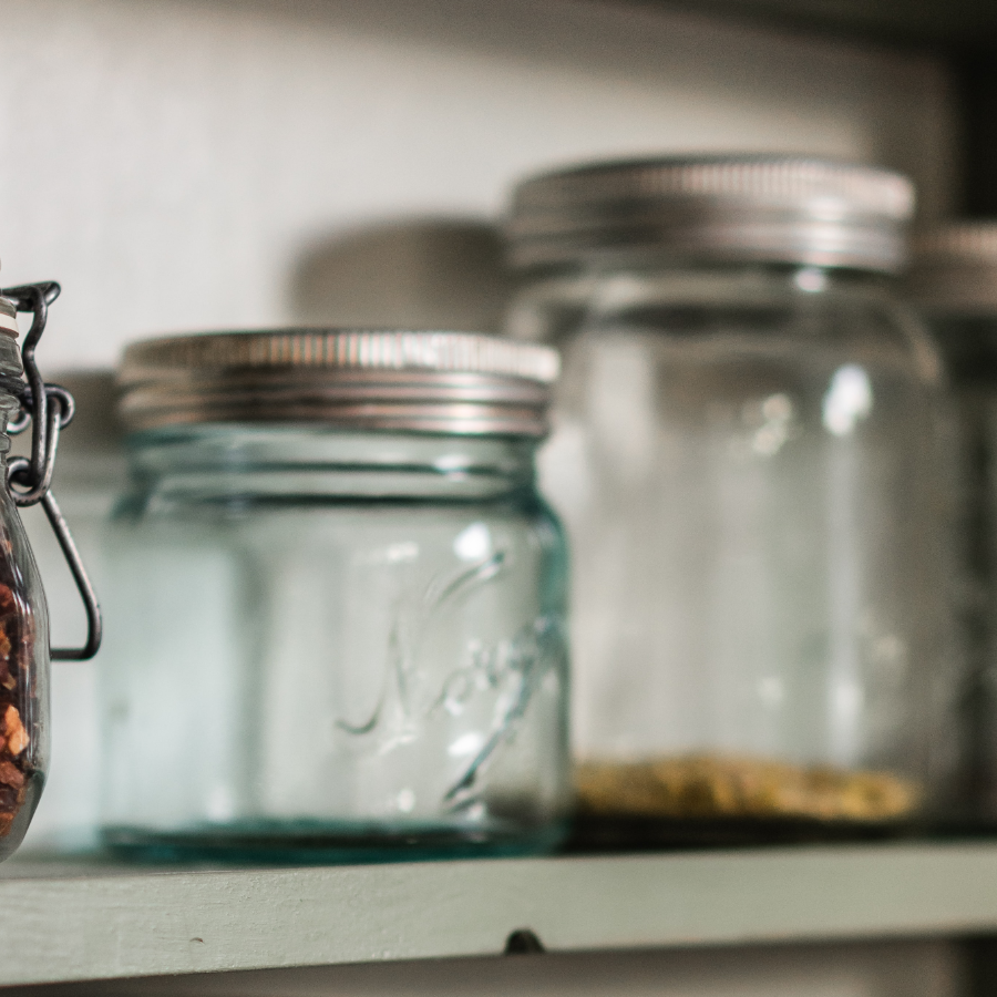 decluttering spices into jars