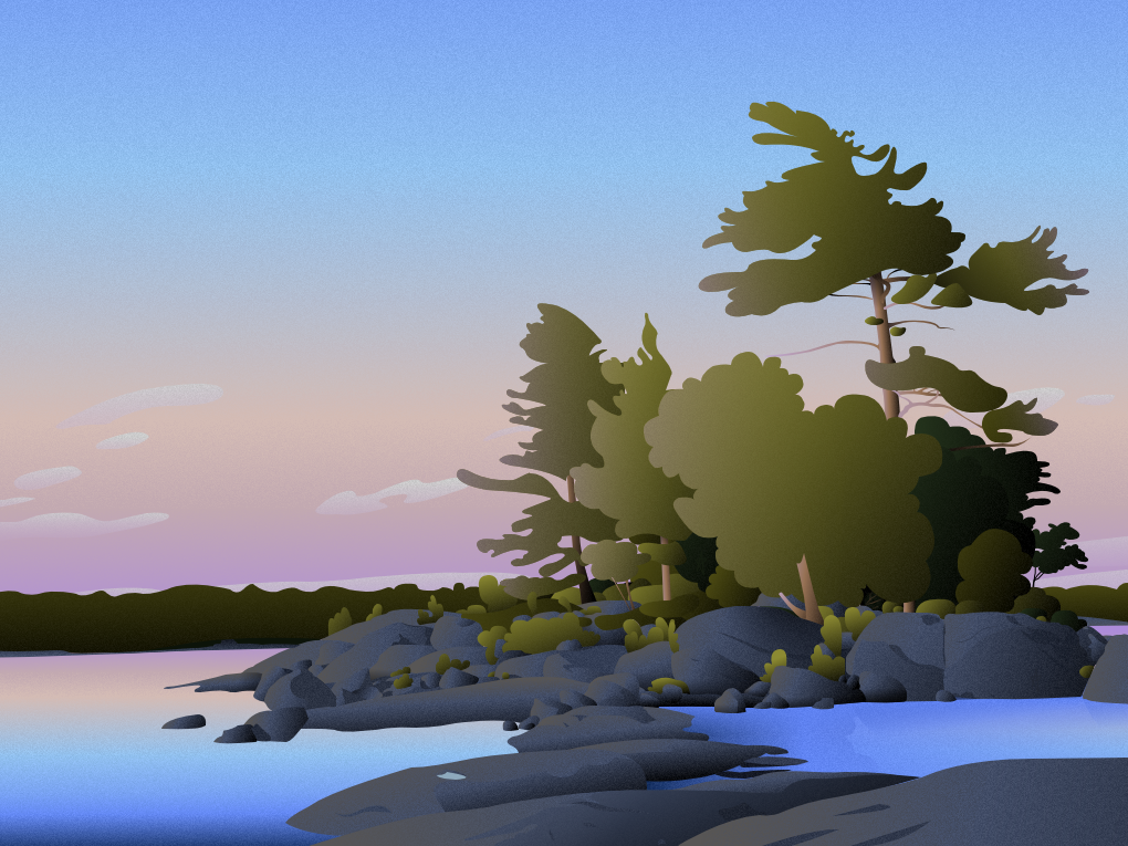 illustration of trees on an island